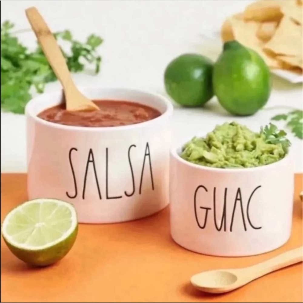 Rae Dunn White Ceramic Salsa and Guac Bowls NEW NIB